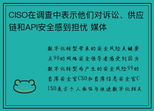 CISO在调查中表示他们对诉讼、供应链和API安全感到担忧 媒体